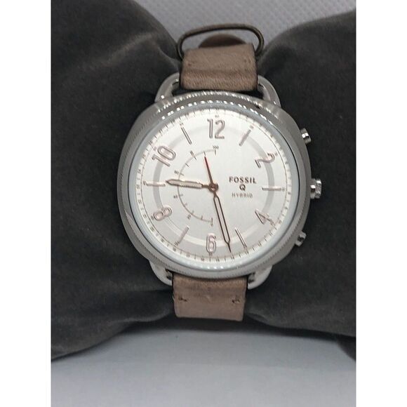 Fossil Q FTW1200 Women's Sand Leather Analog Silver Dial Hybrid Smart Watch QB58 - Picture 1 of 9